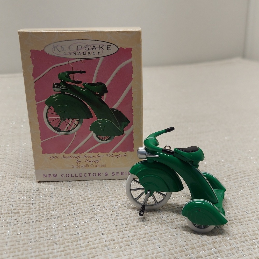 Hallmark 1997 Green Steelcraft Streamline Velocipede Murray Cruiser Ornament